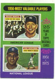 1975 Topps Mini Baseball Cards      194     Mickey Mantle/Don Newcombe MVP